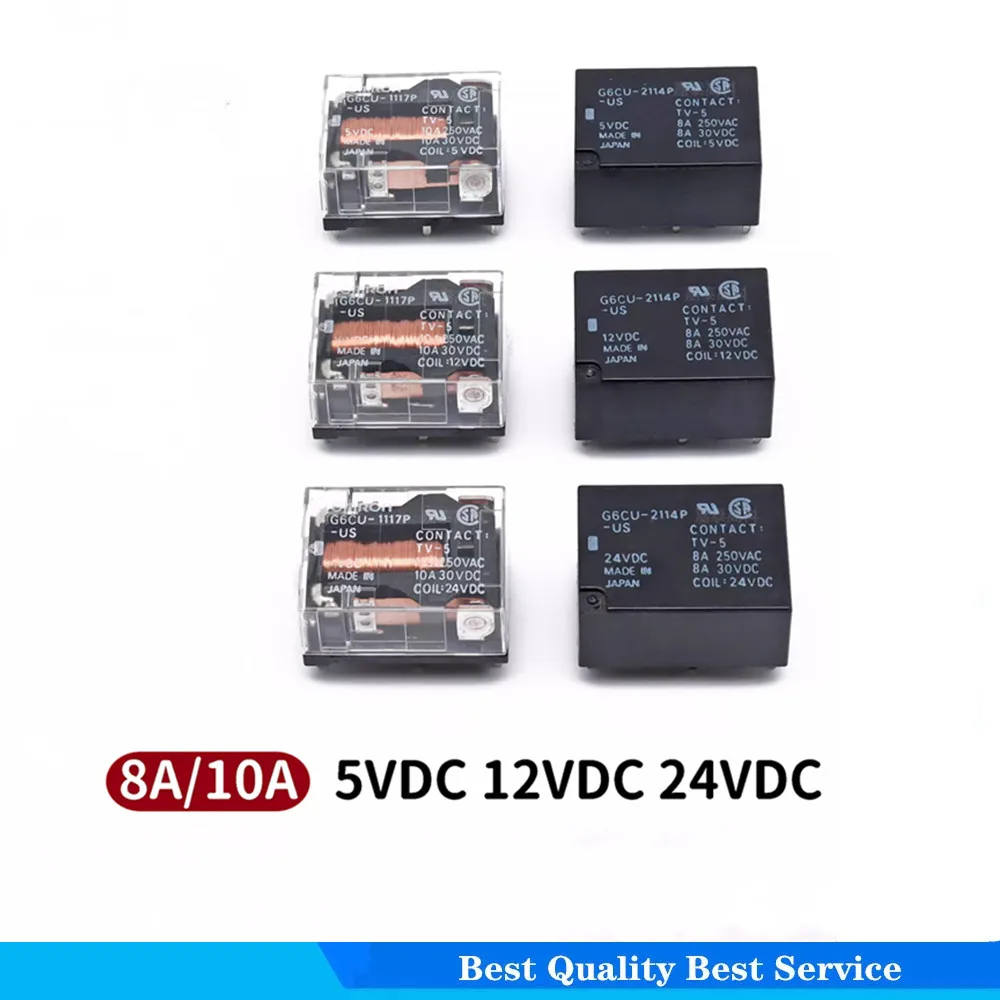 2PCS Relay G6CU-2114P-US 3VDC 5VDC 12VDC  24VDC   G6CU-1114P-US G6CU-1117P-US  G6CU-2117P-US-3V 5V 12V 24V  8A 10A  4PIN 6PIN