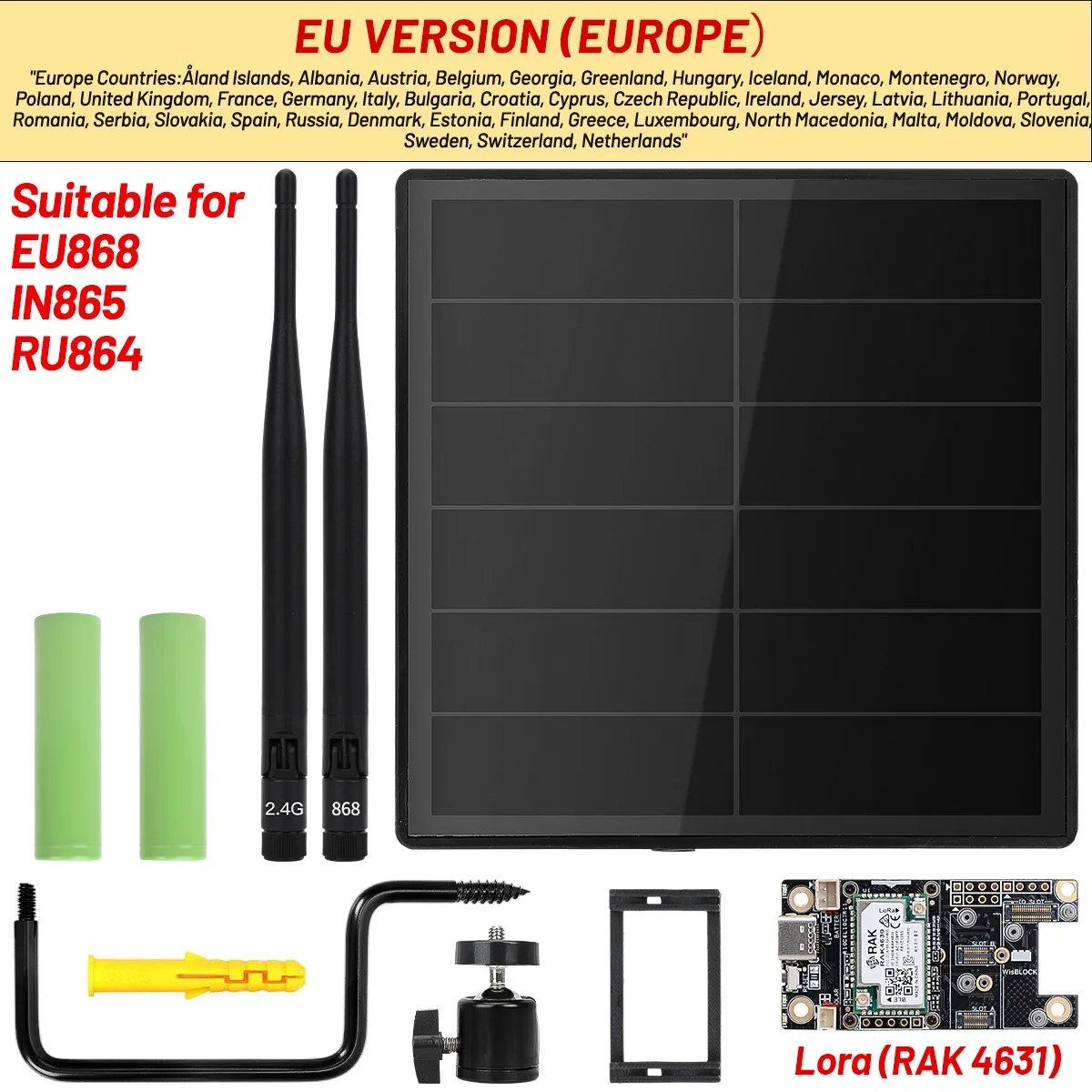 D5L Solar Node RAK4631 Draadloze WisBlock Meshtastic Kit voor LoRaWAN RAK19007 Met Batterij 868/915MHz Antenne Solar Node Repeater