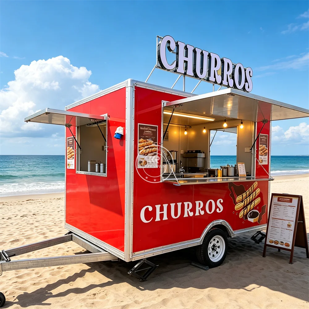 Professional Street Food Van Food Trailer Mobile Gourmet Food Truck Custom Hot Dog Pizza Cart Snack Trailer Fully Equipped