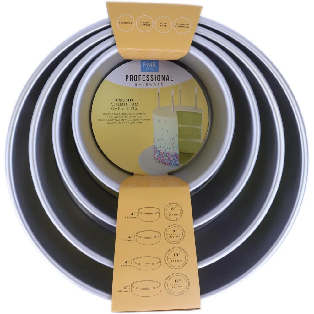 

Round Cake Pans 6, 8, 10, 12-Inch x 4-Inch Deep, Set of 4,Silver