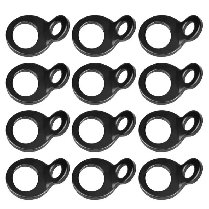 12pcs Black Metal D-Ring Tie Down Anchors - Heavy Duty Lashing Rings for Motorcycle ATV Dirt Bike Cargo
