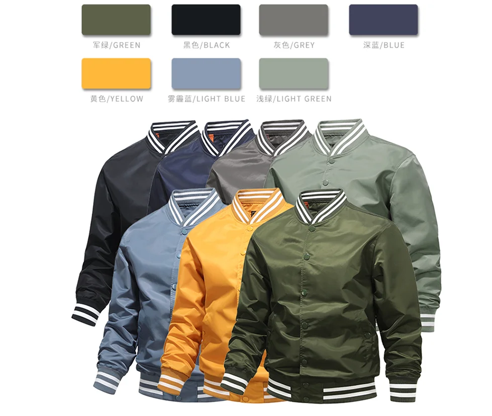 

Men's Spring Autumn Couple Sports School Team Jacket Winter Thick Cotton Coat Outdoor Pilot Green Baseball Jersey Bomber Jacket
