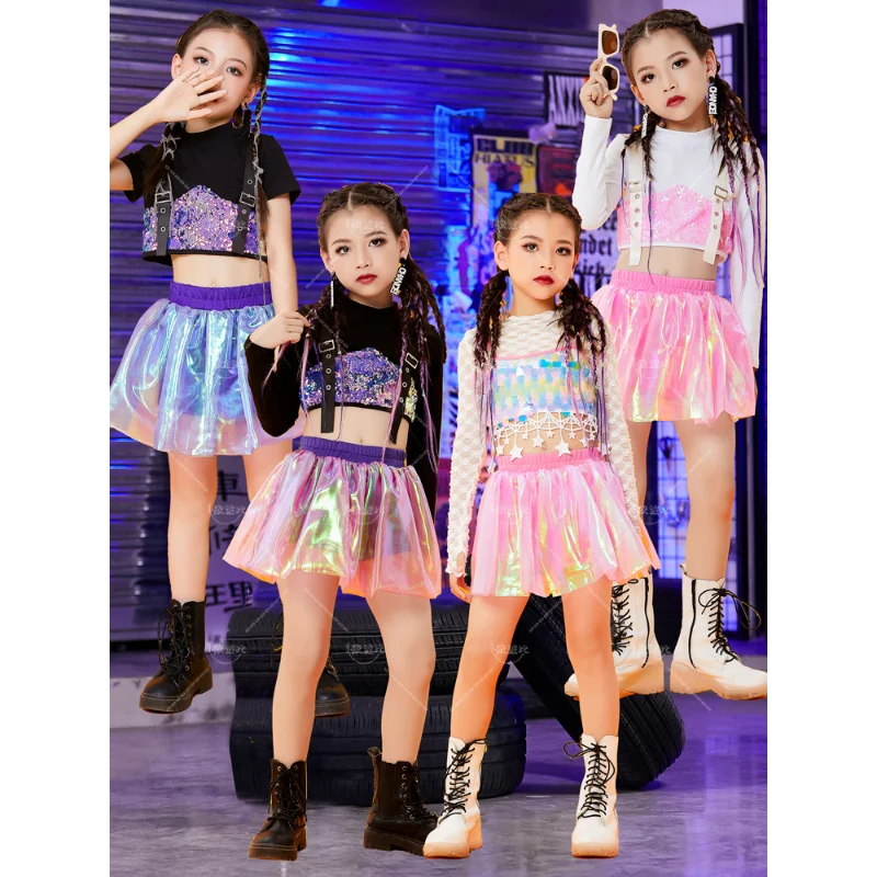 Garota Jazz Dance Performance Clothing Set, equipe de torcida infantil, celebridade da Internet, nova tendência