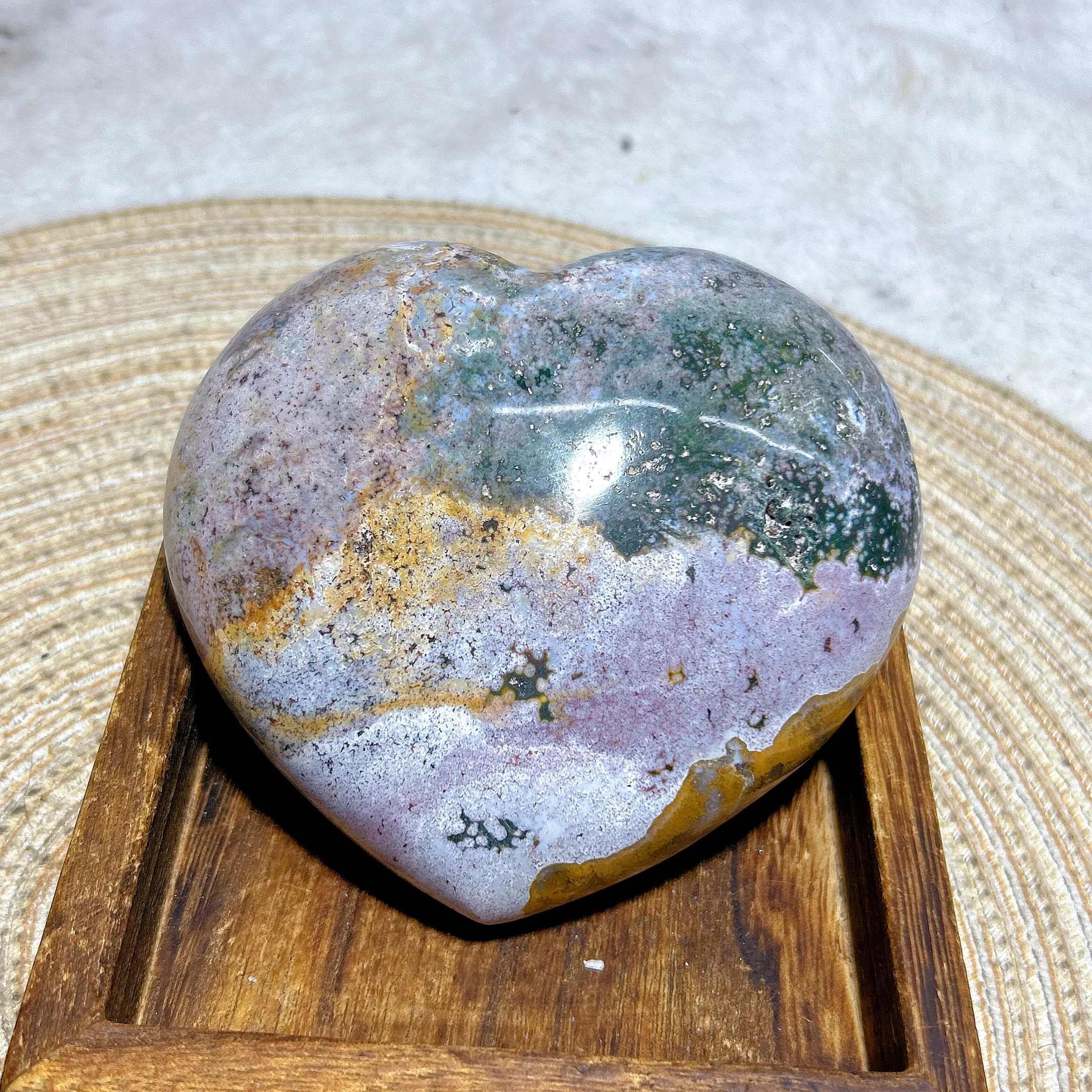 Natural Crystal Ocean Jasper Big Heart High Quality Healing Gemstones Polished Ornament Mineral Energy Home Decorations Gift