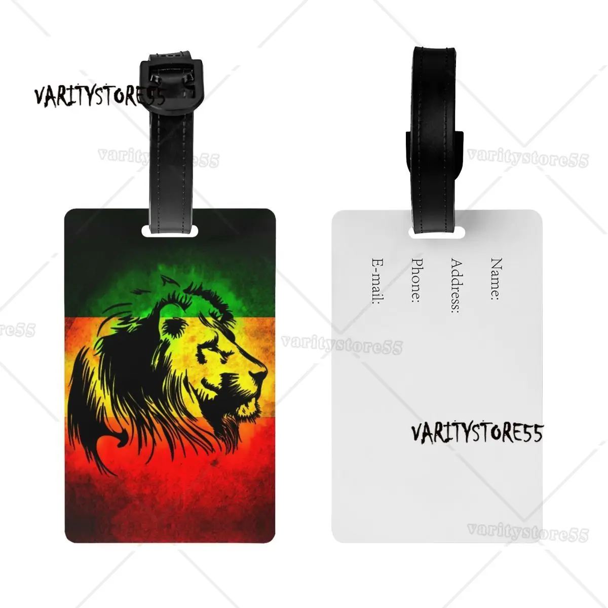 Custom Jamaican Reggae Rasta Lion Luggage Tag Privacy Protection Jamaica Flag Proud Baggage Tags Travel Bag Labels Suitcase