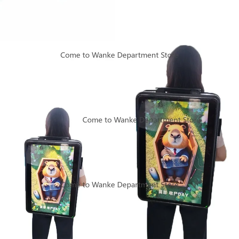 

Port-able Moving Digital Display Lcd Screen Backpack Human Walking Billboard