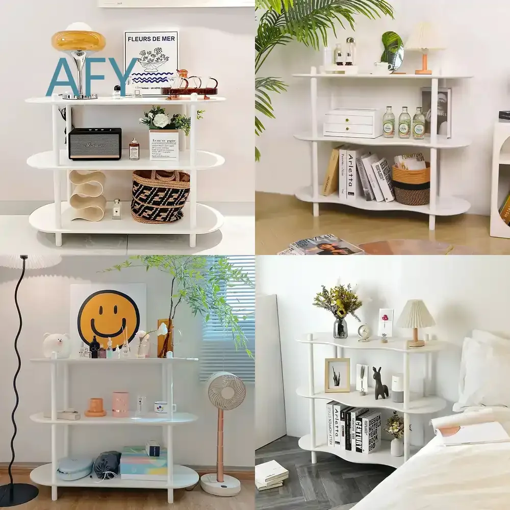 Simple Floor Rack for Wind Bookshelf Living Room Home Display Rack Store Display Rack White Multi-Layer Shelf Storage