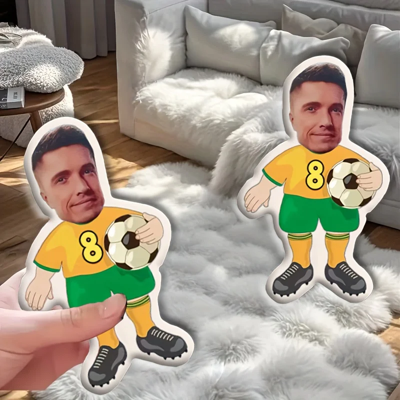 Custom Fun Football Pillows Featuring Personalized Face Photos, Double-Sided Digital Printing, Perfect for Gifts And Party Decor