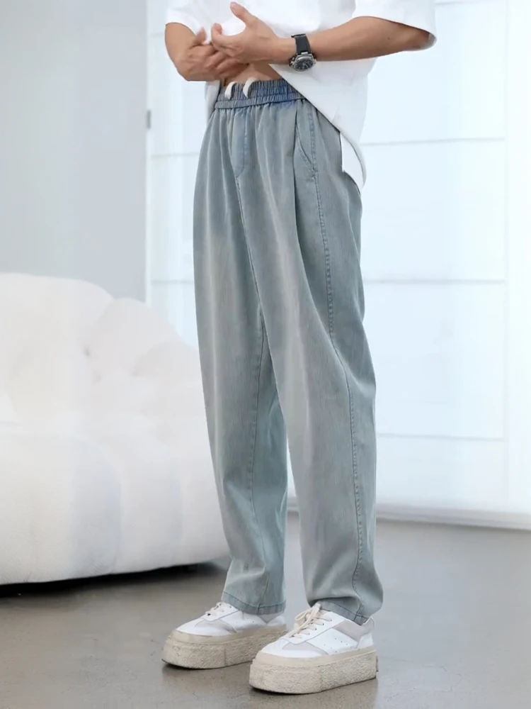 

Early Autumn Men's Casual Straight Leg Jeans Lenzing Lyocell Loose Fit Starry Night Pattern Trendy Drapey Comfortable Cotton ...
