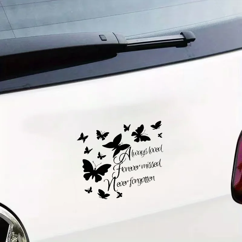 

Butterfly Vinyl Decal "Always Loved, Forever Missed, Never Forgotten" Waterproof Sticker for Car Window & Bumper