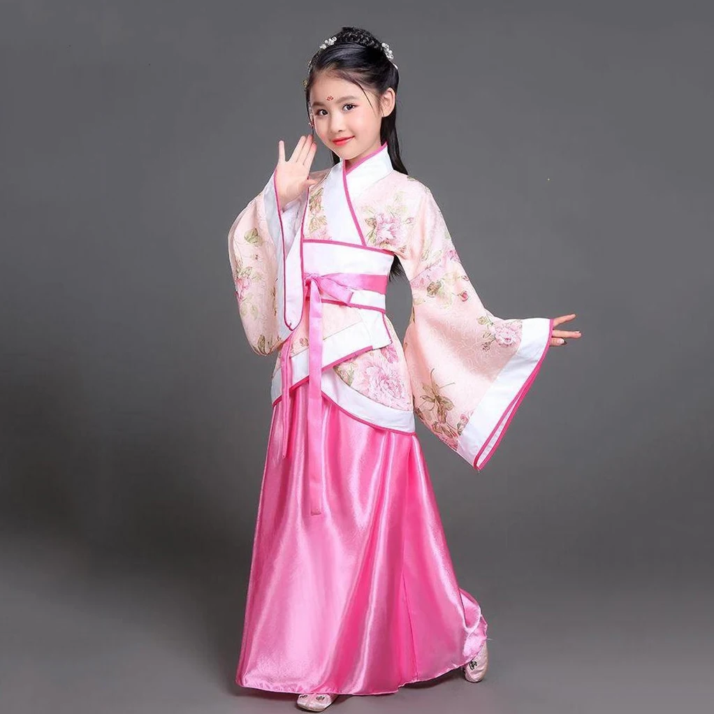 Hanfu Children 2023 Chinese Costume Kids Flower Girl Dresses Traditonal Stage Wear Women Dance Costume Adult Fairy Dress