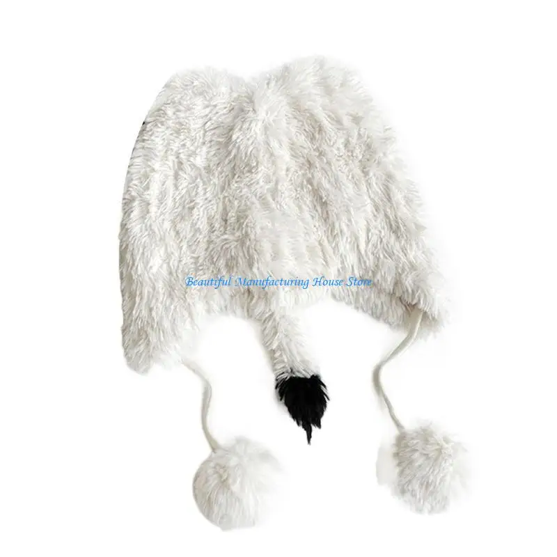 

E56A Winter Furry Ears Hat For Girls Furry Gifts Y2K Winter Hat Adults Kids