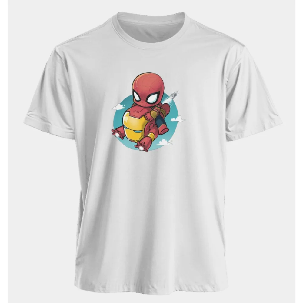 Marvel Men's and Women's T-shirts - Spider-Man Iron Man Summer American Style Spring and Autumn Sports Fitness Short Sleeves