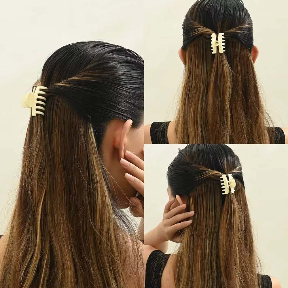 4pc Fashion European and American Khaki Style Hair Claw Clips for Women Girls Retro Small Hairgrip Korean Hair Accessories