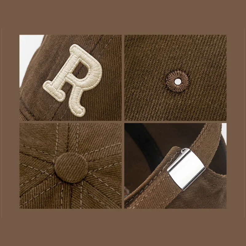 Neue Unisex-koreanische Version mit großem Kopfumfang, dreidimensionaler R-Buchstabe, Baumwolldorn, 3dimensionale bestickte Baseballkappe – Detail 8