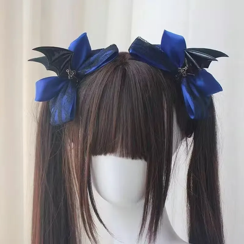 

Original Design Dark Gothic Devil Wings Double Ponytail Girl Hair Accessoires Halloween Lolita Hair Clips for Girls