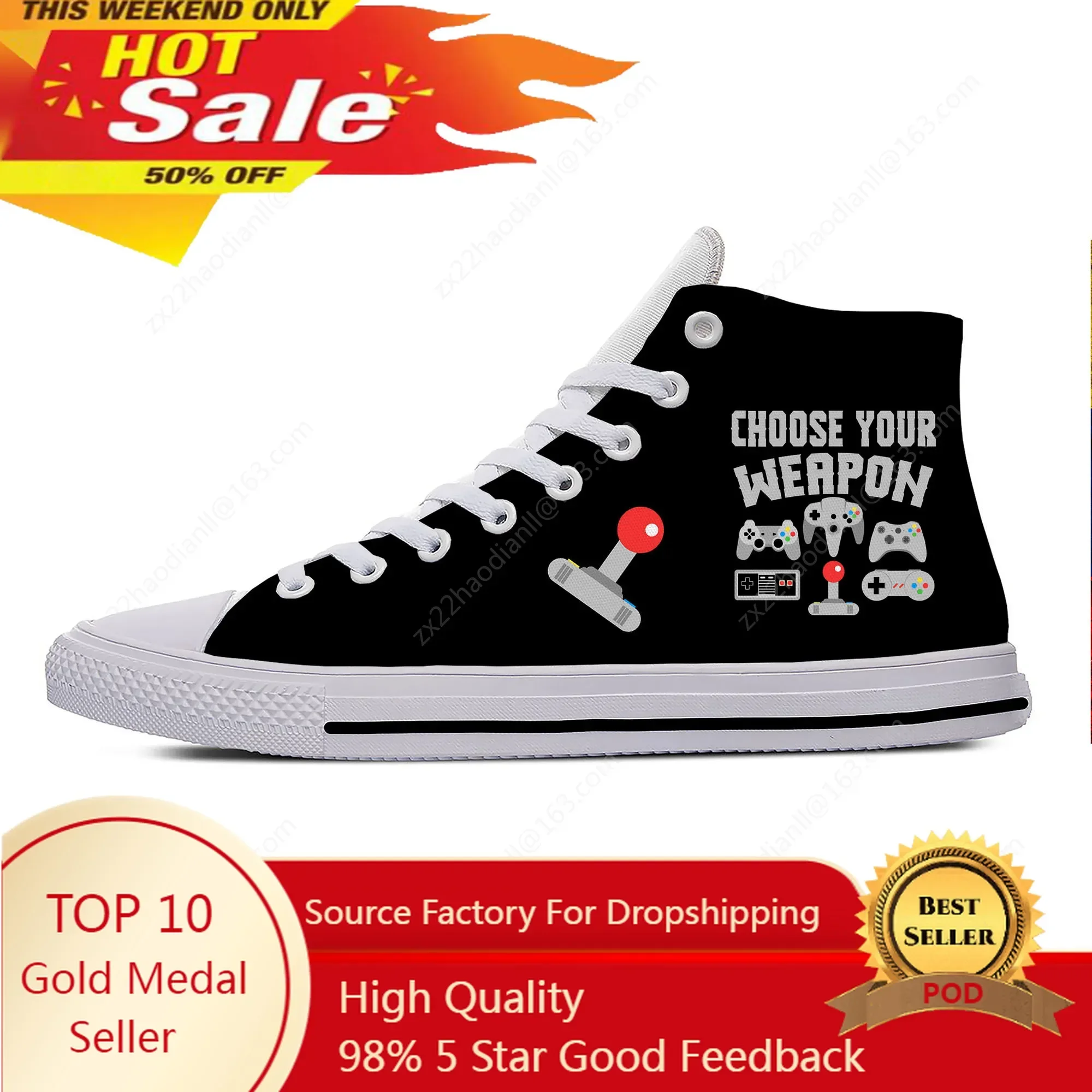 Choose Your High Top Sneakers Mens Womens Teenager Casual Shoes Game Controller Canvas Shoes 3D Print Lightweight Shoe