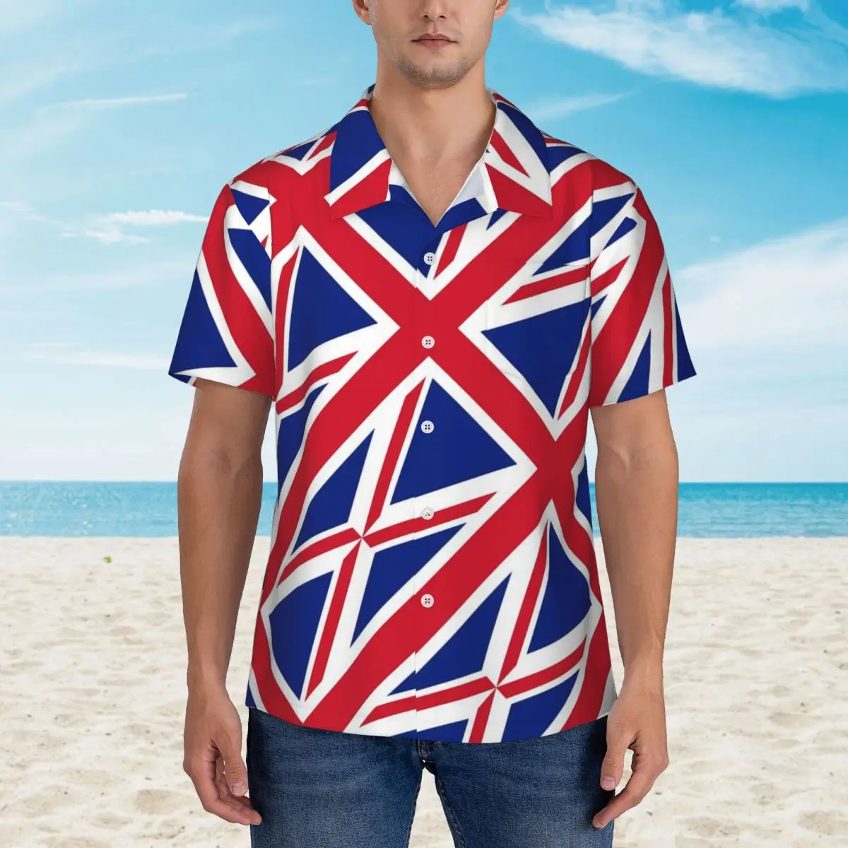 

British Flag Vacation Shirt Flags Print Summer Casual Shirts Man Cool Blouses Short-Sleeve Harajuku Printed Top