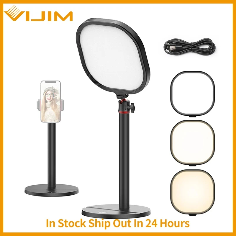 VIJIM K7 Table Led Video Light 3200K-5600K Live Panel Light Photography Studio Camera Lamp With 1/4'' Tripod Stand Base