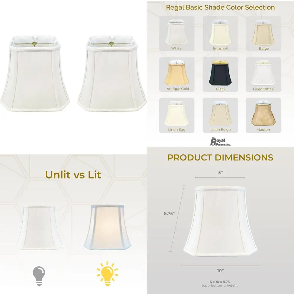 

Square Cut Corner Bell Basic White Lamp Shade Set of 2, 5x10x8.75 Inches, Suitable for Basic Lighting Needs