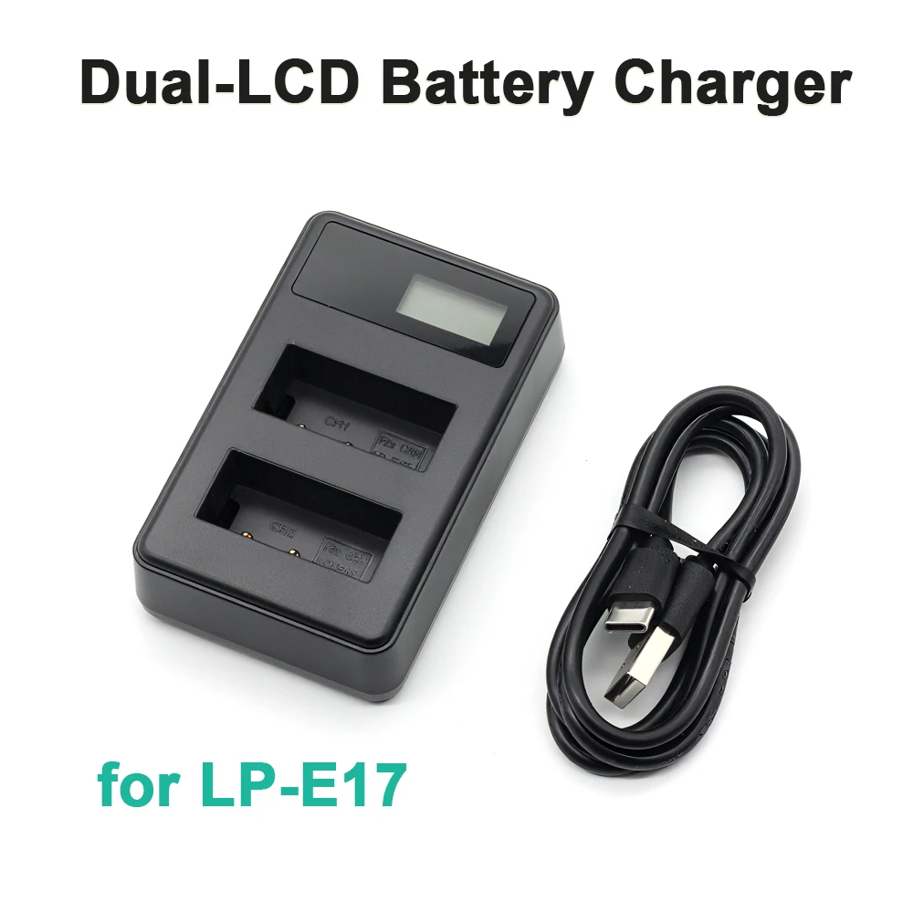 Interfaz USB-C de doble ranura del cargador LP-E17, adecuada para cámaras Canon Rebel T6i.T7i, T8i, SL3, T6s, 200D, 800D, EOS 250D, etc.