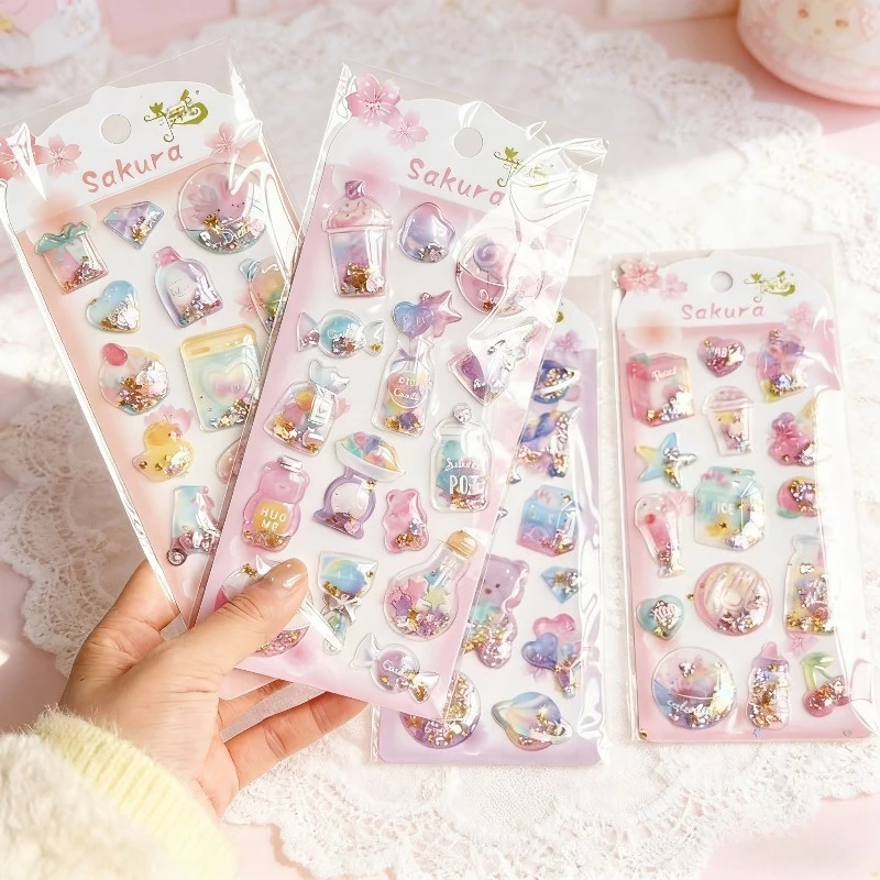 2 Sheets 3D Wiggly and Lively Glitter Stickers | High-Quality, Cute and Fun Design for Crafts, Stationery Cups