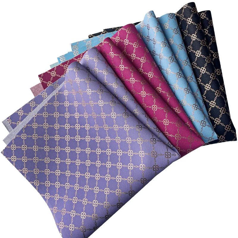 Colored Bronzing Flower Print PU Holographic Faux Leather Sheets for Earrings Shoes Handbags DIY Crafts Vinyl Fabric 46*135cm