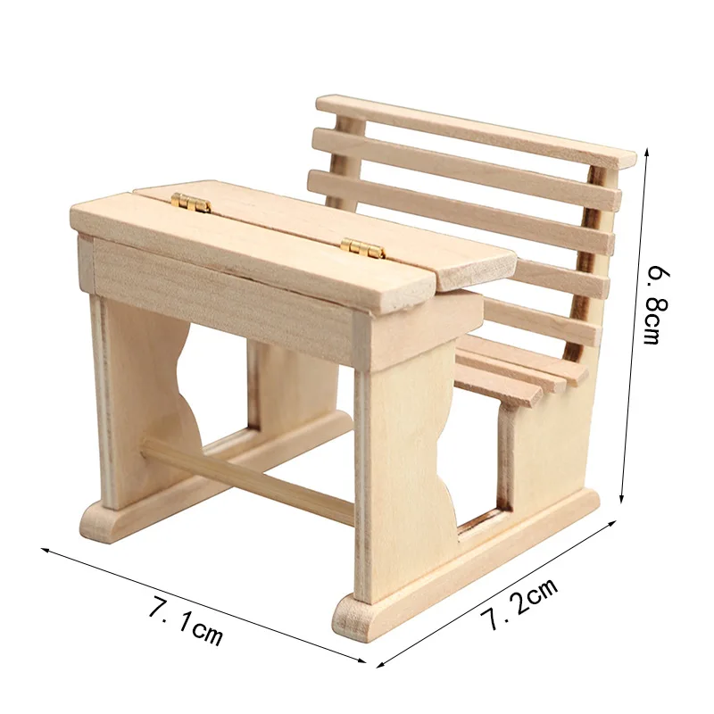 1/12 Scale Mini Furnitures Unpainted Study Rooms Wood Desk Model for 6''Figures DIY Scene Accessories - view 4