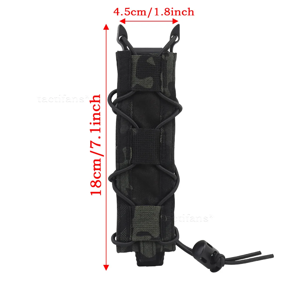 Tactical 9mm Extended Pistol Magazine Pouch Submachine Gun Long Single Mag MOLLE Malice Clip  MP5 MP7 UMP45 Airsoft Accessories