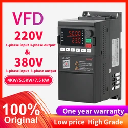 NOWOŚĆ 220V do 380V Wysokowydajny falownik VFD 1.5KW/2.2KW/4/5.5KW/7.5KW 1-fazowe wejście 220V 3-fazowe wyjście Przetwornica częstotliwości