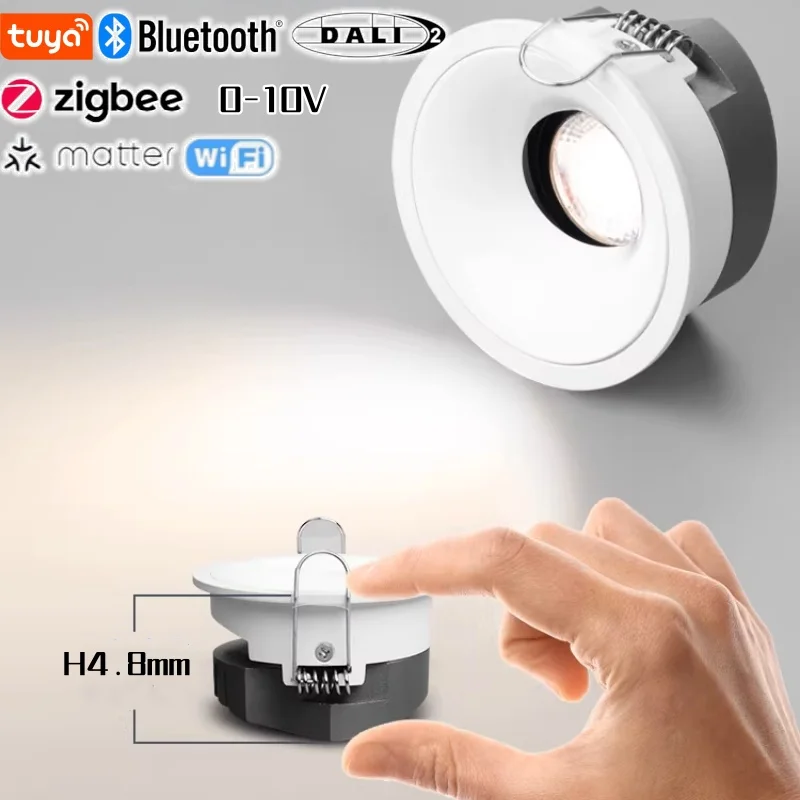 

Recessed Smart LED COB Spotlight Zigbee DALI 3CCT Switchable Ultra Thin Anti-glare Dimmable High CRI 95 Aluminum Ceiling Lamp