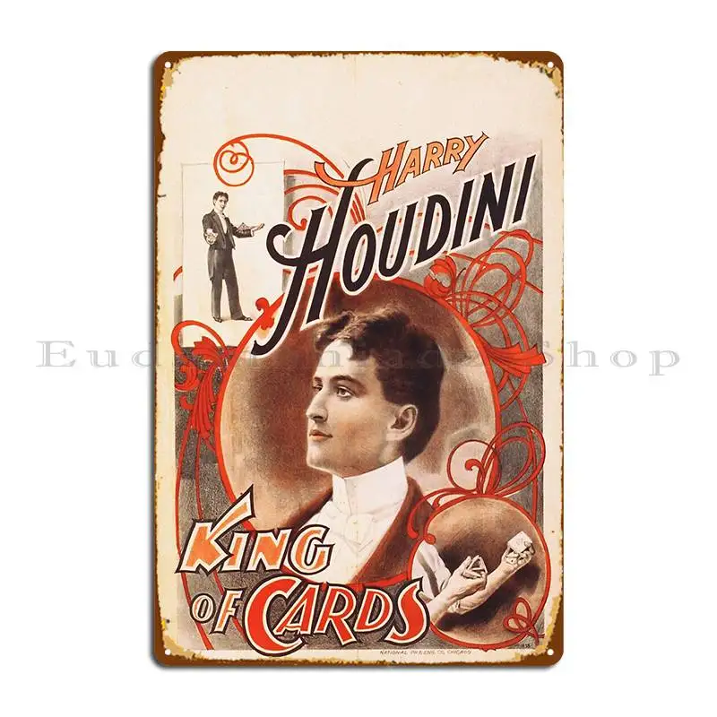 Magician Houdini The King Of Cards Metal Sign Poster Designing Garage Garage Plaques Club PaintingTin Sign Poster