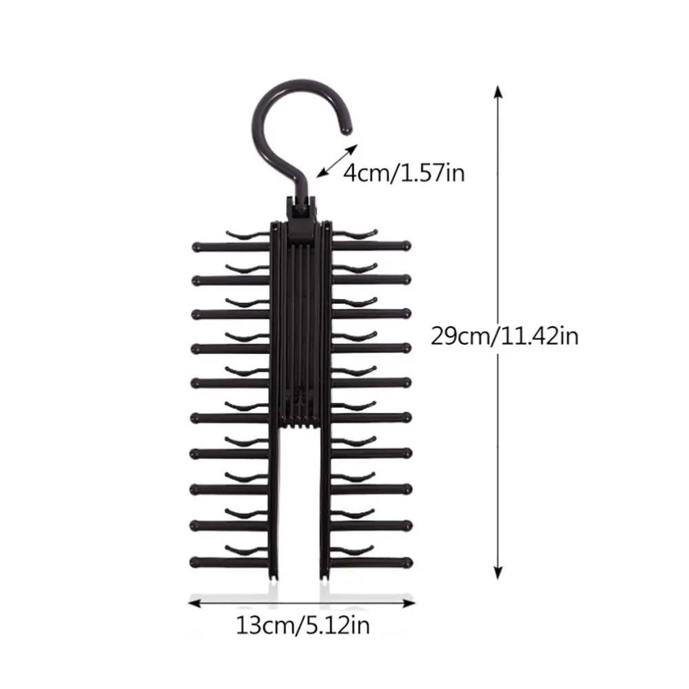 Durable Plastic Tie Rack Multifunctional 20 Rows Tie Organizer Hanging Space-saving Scarf Storage Rack Tie Display view 6