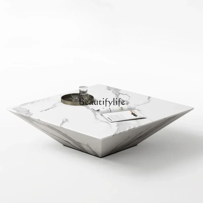 

D332Italian Minimalist Natural Marble Tea Table Creative Minimalist Living Room Square Table