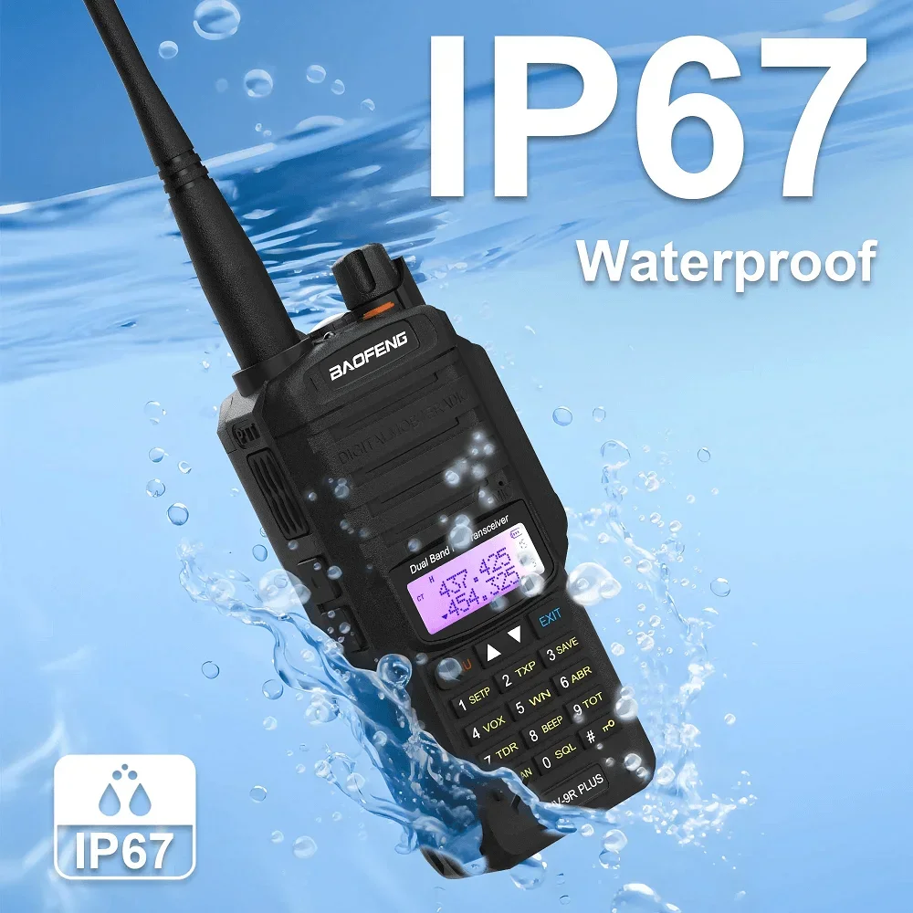 Baofeng UV-9R Plus اتجاهين لاسلكي تخاطب IP68 مقاوم للماء ثنائي النطاق 10 كجم طويلة المدى مصباح يدوي جهاز إرسال واستقبال محمول راديو الصيد