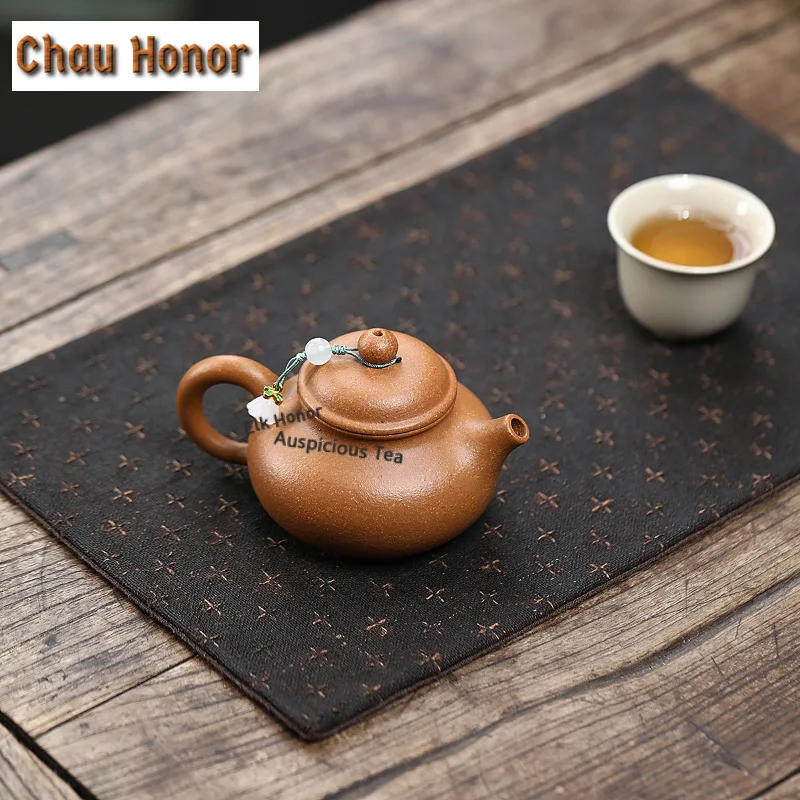 130ml Elegant Yixing Purple Clay Teapots Handmade Rongtian Pot Raw Ore Gold Section Mud Kettle With Infuser Zisha Tea Set Tea
