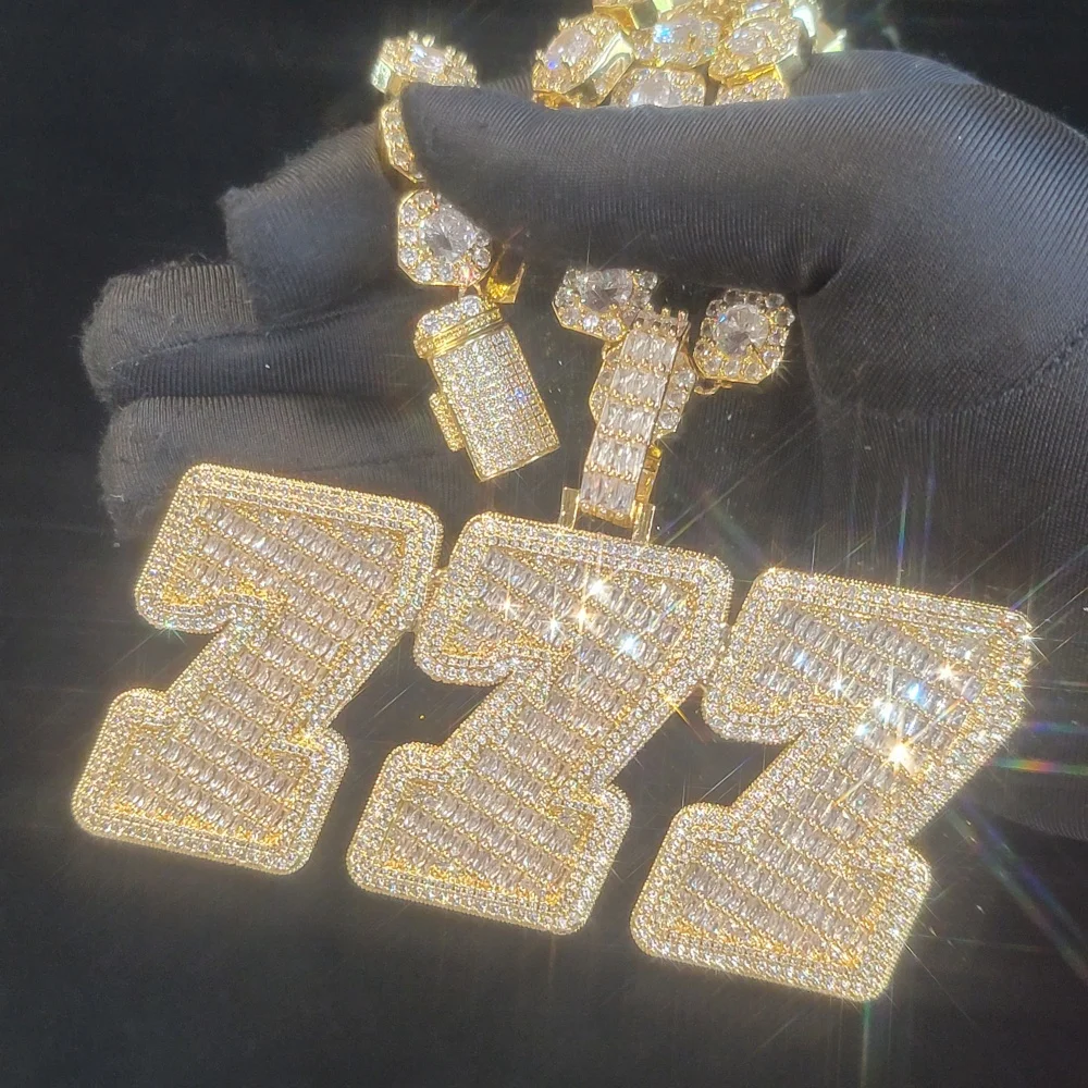 Iced Out Chain Custom Letter Necklace Personalized Number Name Pendant Hip Hop Jewelry Big Diamond Chains Fashion Rapper Gifts
