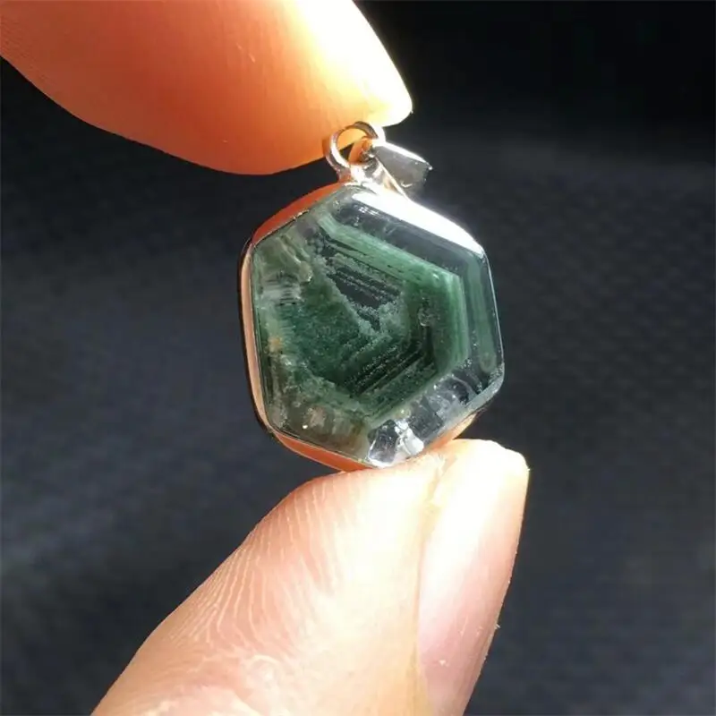 

S925 Natural Green Rutilated Quartz Specimen Pendant Gemstone Carved Figurine Gift Fashion Jewelry For Women Gift 1PCS