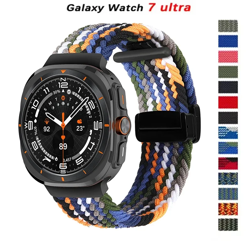 

Поп-нейлоновый плетеный ремешок с петлей для Samsung Galaxy Watch Ultra 47 мм, магнитный браслет, браслет для Galaxy Watch Ultra 47 мм Accesso