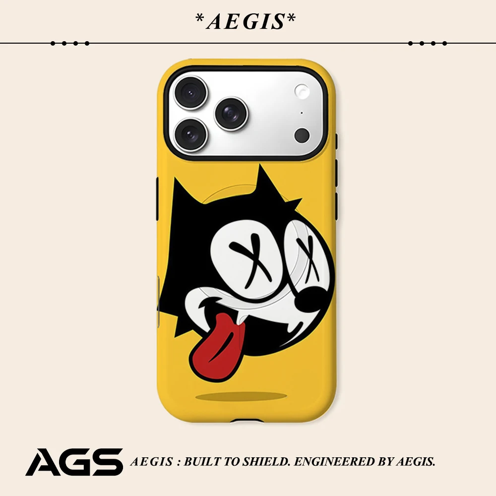 Cartoon F-Felix der Katze Handyhülle für Magnetische Handyhülle für iPhone 17 16 15 14 13 Pro Max Plus Einzel- und Doppelschichtige Robuste Hülle