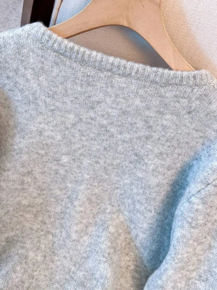 

Solid Color Round Neck Loose Fit Cardigan With Metal Buttons Long Sleeve Sweater For Women Fall Winter