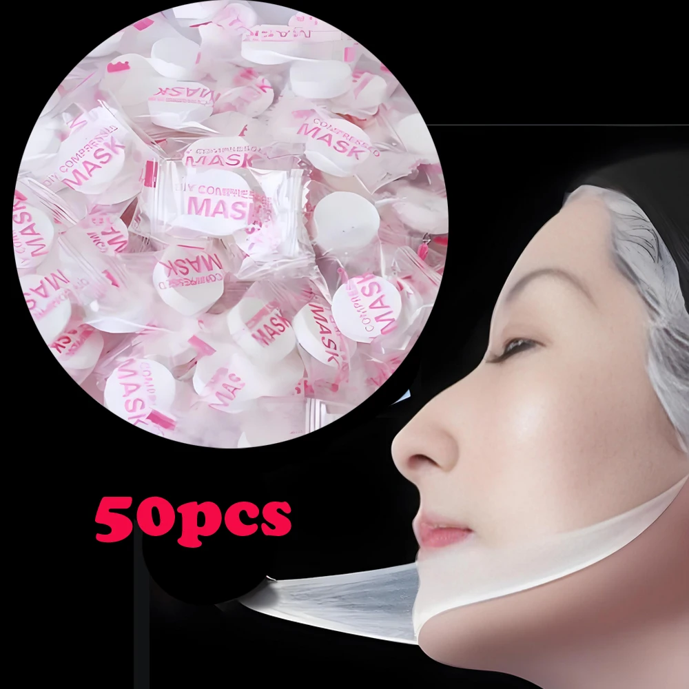 50 Uds. Mascarilla facial de papel, mascarillas faciales desechables, papeles naturales para el cuidado de la piel, mascarilla envuelta comprimida, herramienta de belleza facial para maquillaje DIY para mujer