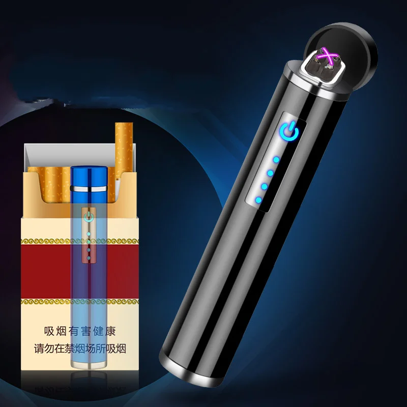 

Mini Cylindrical Double Arc Lighter, USB Rechargeable Lighter, Creative Personality, Mini Windproof Metal Cigarette Lighters