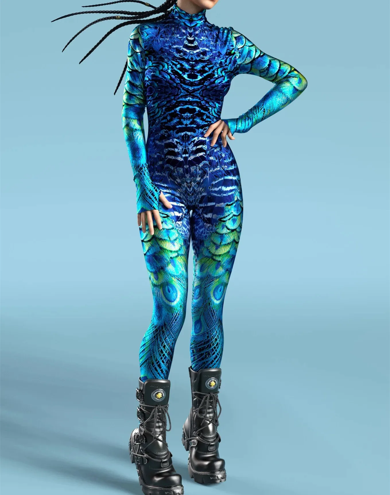 Halloween Roboter Festival Cosplay Kostüm Rüstungsanzug Fischschuppen-Druck Kleidung für Frauen Rollenspiel Party Bodysuit Outfits – Detail 22