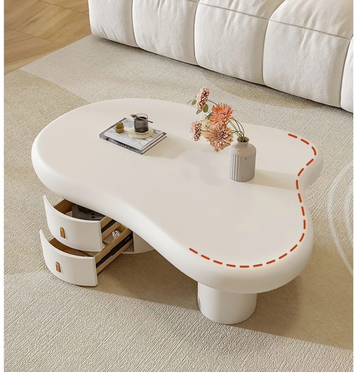 White Cream Tea Table Abnormity Irregular Tea Table Living Room Small Apartment Coffee