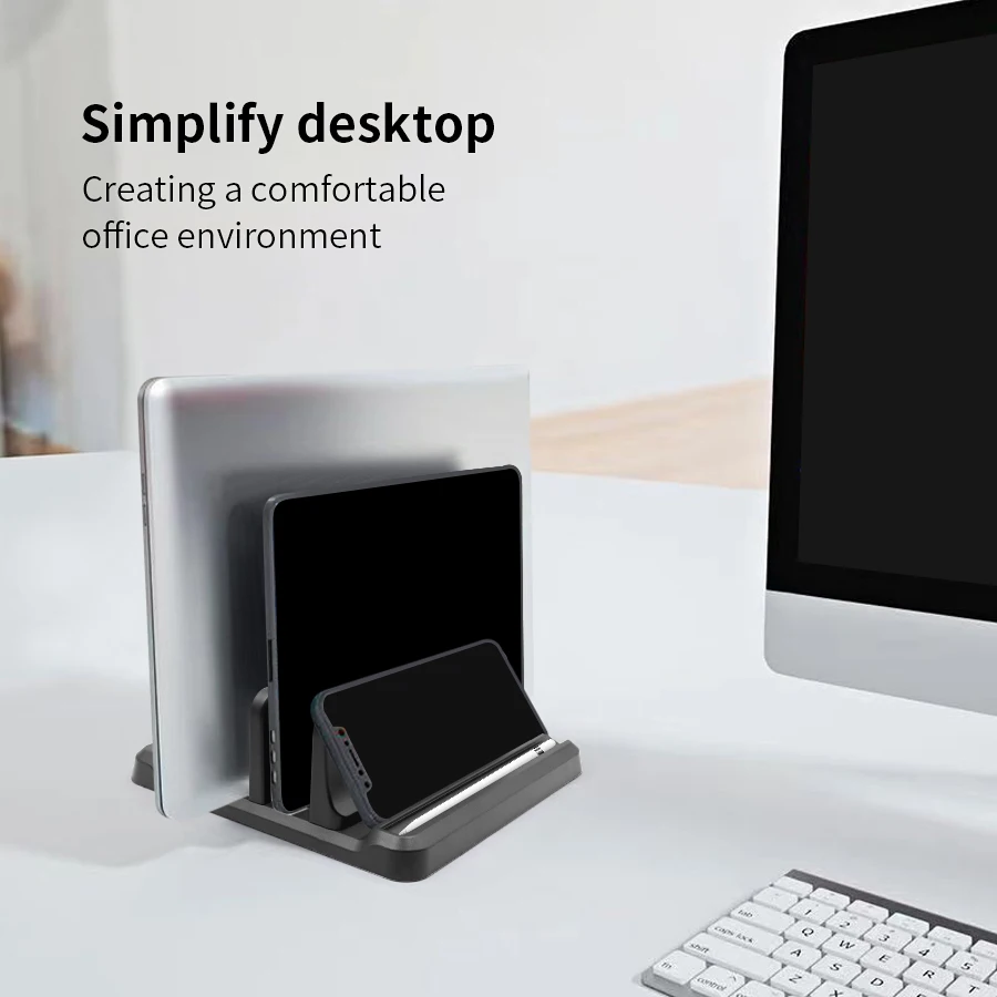 Vertical Laptop Stand Plastic Portable Tablet/ Macbook/Phone Holder Adjustable Desktop Notebook Dock Space Save Tablet Accessory