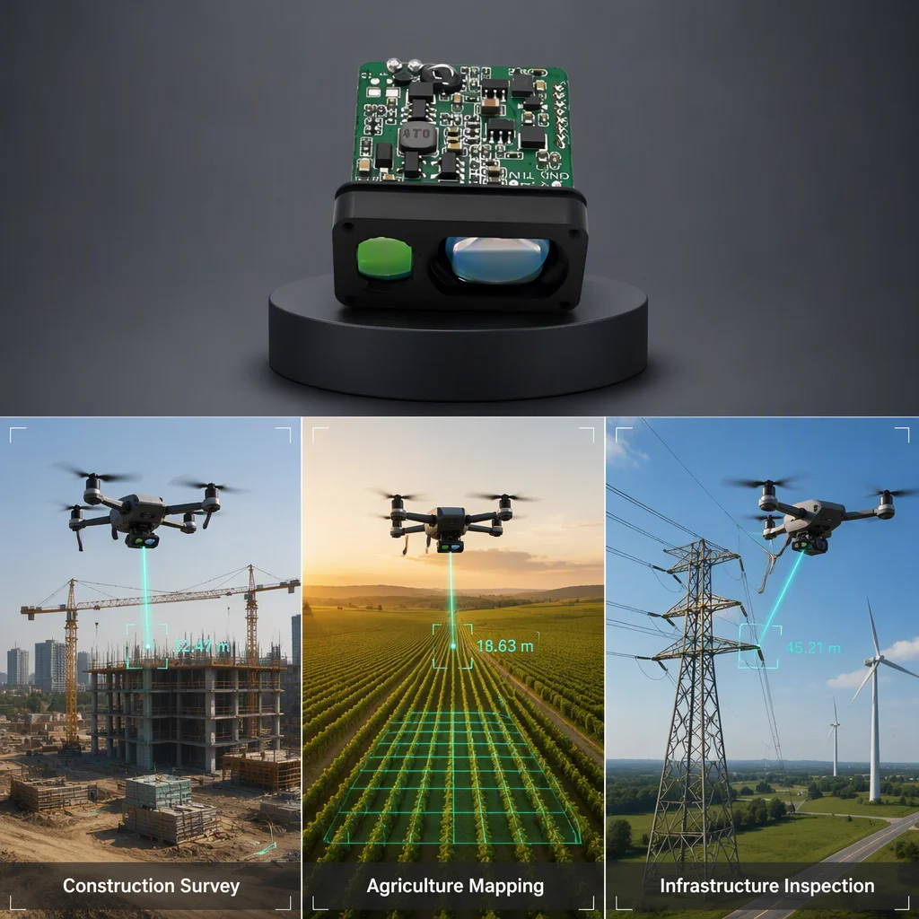China Laser Distance Sensor 1.5km TTL 905nm Pulse Rangefinder Module for UAV Fast Response