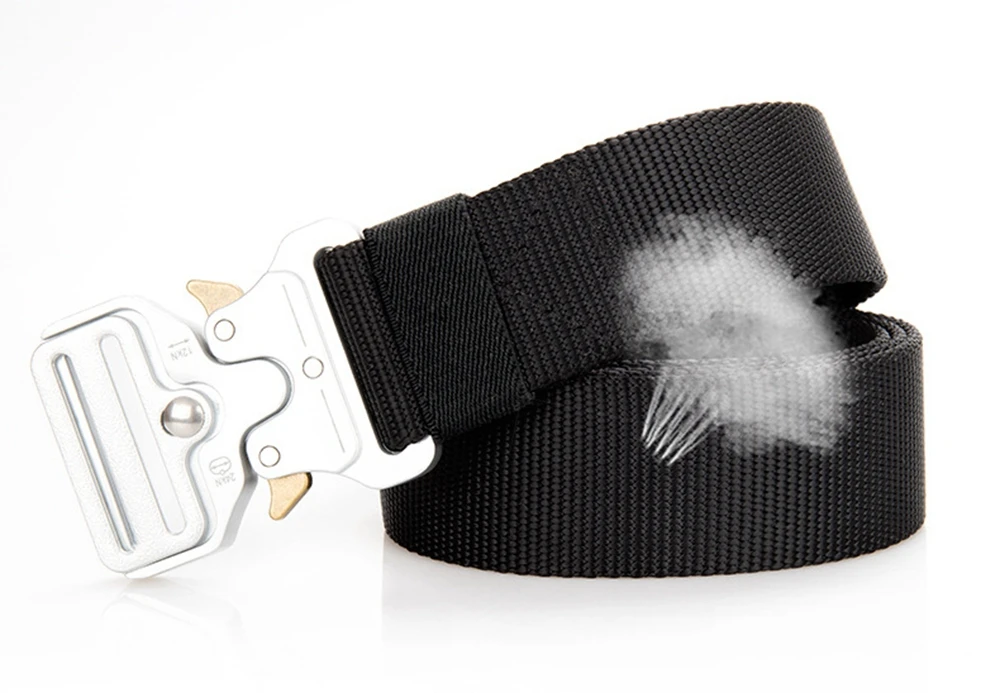 38mm Taktischer Gürtel für Herren Robuster Nylon-Hüftgürtel mit Silberschnalle Unisex Designer-Jeansgürtel für Damen – Detail 13