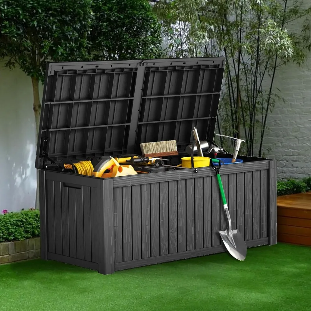 Caja de almacenamiento para exteriores de 180 galones, caja de cubierta de resina bloqueable impermeable, grande, contenedor de almacenamiento para Patio, accesorios para piscina, muebles de cojín