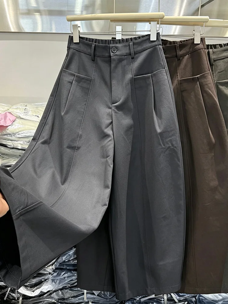 High Waist Wide Leg Pants Women's Commute Simple Style Casual Pants Autumn 2026 Polyester Fiber Non-Shrinkage Straight Leg